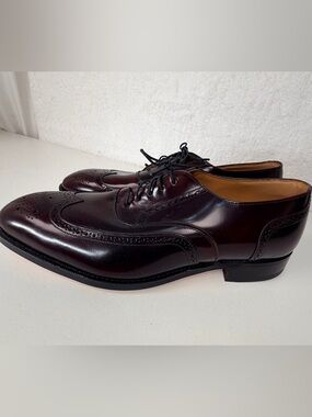 Johnston Murphy Wingtip Oxford Oxblood Leather Shoes Mens size 12 optima